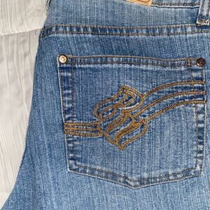 Rocawear Women's Blue Bootcut Jeans with Gold Stitching